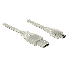 DELOCK 83907 USB 2.0 A > USB 2.0 Mini-B kábel, 2 m áttetsző (83907)