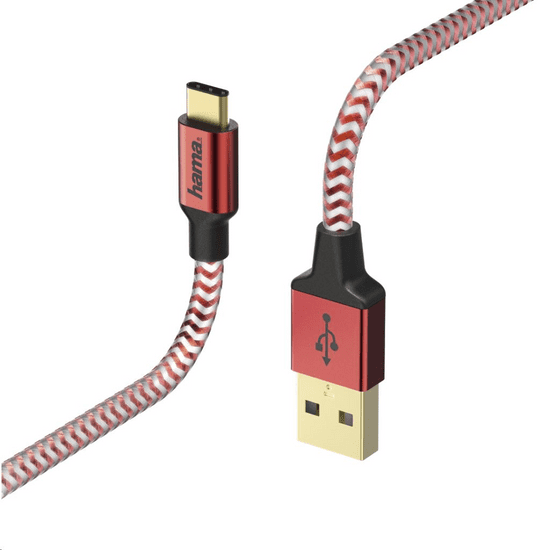 Hama USB TYPE-C "Reflective" adatkábel, 1.5m, piros (178296)