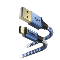 Hama USB TYPE-C "Reflective" adatkábel, 1.5m, kék (178295) (178295)