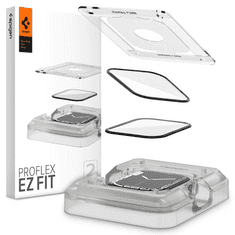 Spigen Apple Watch 7 (41mm), Kijelzővédő fólia, ütésálló fólia (az íves részre is!), Tempered Glass (edzett üveg), Pro Ez Fit, fekete, 2 db / csomag (RS121425)