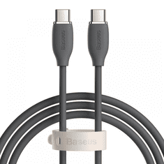 BASEUS USB Type-C töltő- és adatkábel, USB Type-C, 200 cm, 5000 mA, 100W, gyorstöltés, Jelly Liquid Silica Gel, CAGD030101, fekete (RS121987)