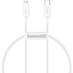 USB Type-C töltő- és adatkábel, Lightning, 25 cm, 20W, törésgátlóval, gyorstöltés, PD, Baseus Superior, CATLYS-02, fehér