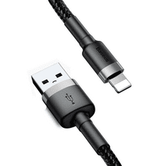 BASEUS Cafule USB-Lightning töltőkábel, 2.4A, 0.5m, szürke-fekete (CALKLF-AG1) (CALKLF-AG1)