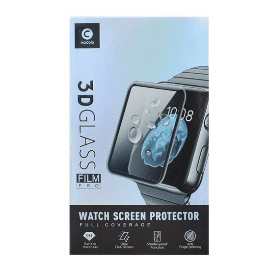 Mocolo kijelzővédő üveg (3D full cover, íves, karcálló, 9H) FEKETE [Apple Watch Series SE 44mm] (5996457837847)