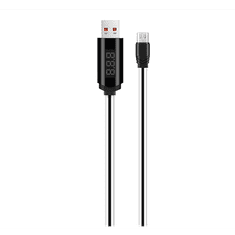 Hoco U29 adatátvitel kábel és töltő (USB - microUSB, gyorstöltés támogatás, 100cm, időzítő, LED kijelző) FEKETE (U29_MICRO-USB_W) (U29_MICRO-USB_W)
