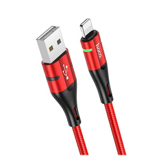 Hoco U93 adatkábel és töltő (USB - lightning 8pin, 2.4A , 120cm, cipőfűző minta, LED jelzés) PIROS (U93_LIGHTNING_R) (U93_LIGHTNING_R)