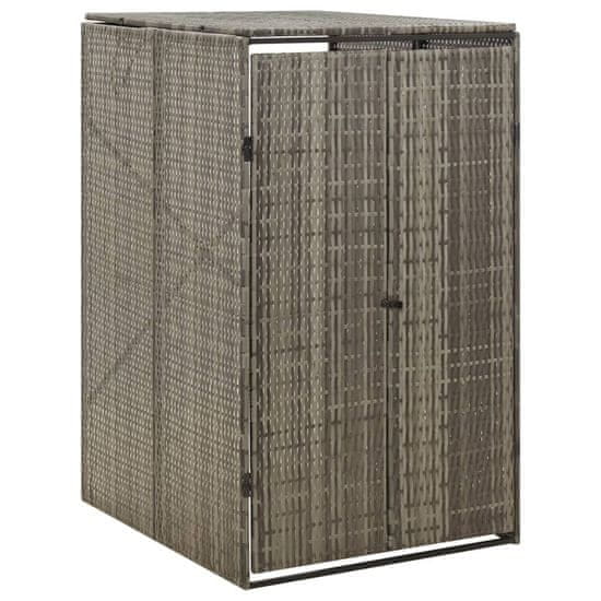 Vidaxl szürke polyrattan kerekes kukatároló fészer 70 x 80 x 117 cm 319864