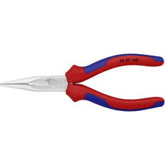 Knipex Fél-kerek csőrű fogó vágóéllel (Rádiófogó) 160 mm, hegyes, lapos pofa, 25 05 160 (25 05 160)