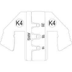 Toolcraft PLE-0K4 Krimpelő betétek Krimpelő betét, Deutsch K4 Alkalmas márka: PZ-500 (1595624)