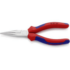 Knipex Fél-kerek csőrű fogó vágóéllel (Rádiófogó) 160 mm, hegyes, lapos pofa, 25 05 160 (25 05 160)