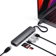 Satechi Type-C Slim Multimedia Adapter +Ethernet asztroszürke (ST-UCSMA3M) (ST-UCSMA3M)