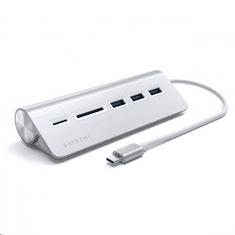 Satechi Aluminium TYPE-C USB Hub (3x USB 3.0,MicroSD) ezüst (ST-TCHCRS) (ST-TCHCRS)