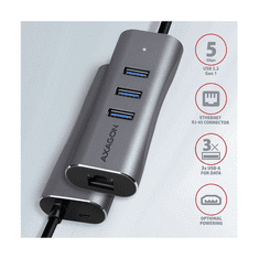 HMA-GL3AP 3 portos USB3.2. Gen 2 ezüst HUB Gigabit LAN porttal (HMA-GL3AP)