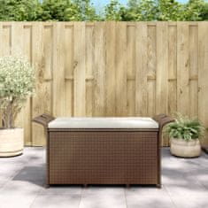 shumee barna polyrattan kerti pad párnával 116 x 46 x 57 cm