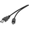 USB 2.0 csatlakozókábel, 1x USB 2.0 dugó A - 1x USB 2.0 dugó mini B, 0,3 m, fekete, aranyozott, (RF-4455807)
