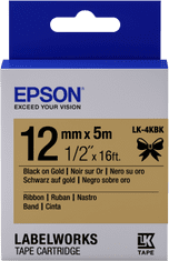 Epson címketálca - szatén szalag, LK-4KBK fekete/arany, 12 mm (5 m)