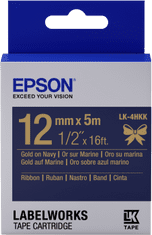 Epson címketálca - szatén szalag, LK-4HKK, arany / tengerészkék, 12 mm (5 m)