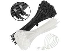 sarcia.eu Poliamid kötegzőszalagok, fekete+fehér kábelkötegzők 200x4,8mm 200 darab