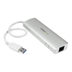 Startech StarTech.com 3-Port USB 3.0 Hub with Gigabit Ethernet - Up to 5Gbps - Portable USB Port Expander with Built-in Cable (ST3300G3UA) - hub - 3 ports (ST3300G3UA)