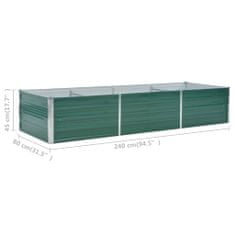 Vidaxl zöld horganyzott acél kerti magaságyás 240 x 80 x 45 cm 44843