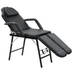 Vidaxl hordozható fekete műbőr arckezelő szék 185 x 78 x 76 cm 110161