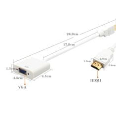 X TECH HDMI VGA átalakító kábel, HDMI VGA adapter