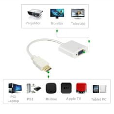 X TECH HDMI VGA átalakító kábel, HDMI VGA adapter