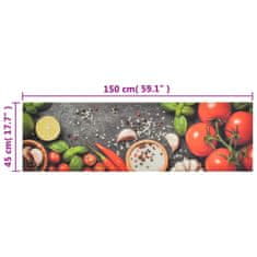 Vidaxl mosható zöldségmintás bársony konyhai szőnyeg 45x150 cm 136537