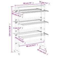 Vidaxl alumínium ruhaszárító állvány kerekekkel 89 x 64 x 129 cm 154603