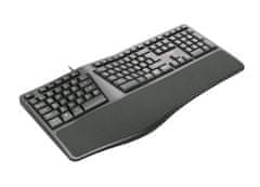 C-Tech billentyűzet KB-113E USB, ERGO, fekete, CZ/SK