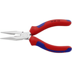 Knipex Fél-kerek csőrű fogó vágóéllel (Rádiófogó) 140 mm, hegyes, lapos pofa, 25 05 140 (25 05 140)