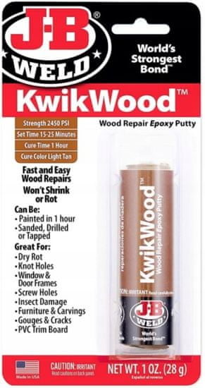 J-B Weld KwikWood Vízálló fajavító gitt beltéri/kültéri használatra Epoxy 28g