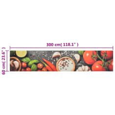 Vidaxl mosható zöldségmintás bársony konyhai szőnyeg 60x300 cm 136539