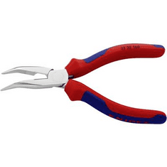 Knipex Fél-kerek csőrű fogó vágóéllel (Rádiófogó) 160 mm, hegyes, lapos pofa, 25 25 160 (25 25 160)