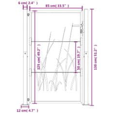 Greatstore antracitszürke acél fűmintás kertkapu 105 x 130 cm