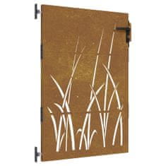 Vidaxl fűmintás corten acél kerti kapu 85 x 150 cm 153223