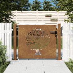 Greatstore rozsdaszínű famintás corten acél kerti kapu 105 x 105 cm