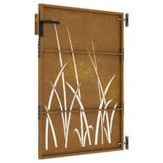 Vidaxl fűmintás corten acél kerti kapu 85 x 150 cm 153223