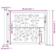 Greatstore antracitszürke acél bambuszmintás kertkapu 105 x 105 cm