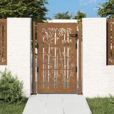 Vidaxl bambuszmintás corten acél kerti kapu 105 x 130 cm 153186