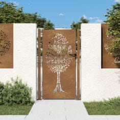 Greatstore rozsdaszínű famintás corten acél kerti kapu 105 x 205 cm