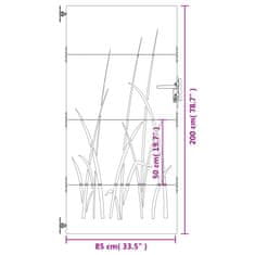 Vidaxl fűmintás corten acél kerti kapu 85 x 200 cm 153225