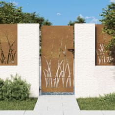 Vidaxl fűmintás corten acél kerti kapu 85 x 200 cm 153225