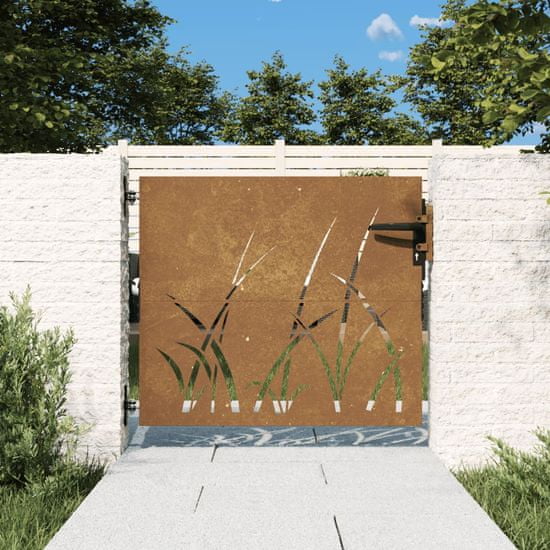 Greatstore fűmintás corten acél kerti kapu 85 x 100 cm