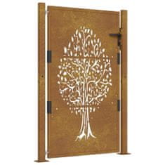 Greatstore rozsdaszínű famintás corten acél kerti kapu 105 x 155 cm