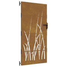 Vidaxl fűmintás corten acél kerti kapu 85 x 200 cm 153225