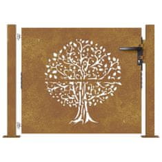 Greatstore rozsdaszínű famintás corten acél kerti kapu 105 x 105 cm