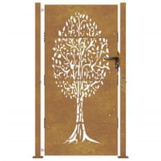 Greatstore rozsdaszínű famintás corten acél kerti kapu 105 x 205 cm