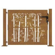 Vidaxl bambuszmintás corten acél kerti kapu 105 x 80 cm 153238