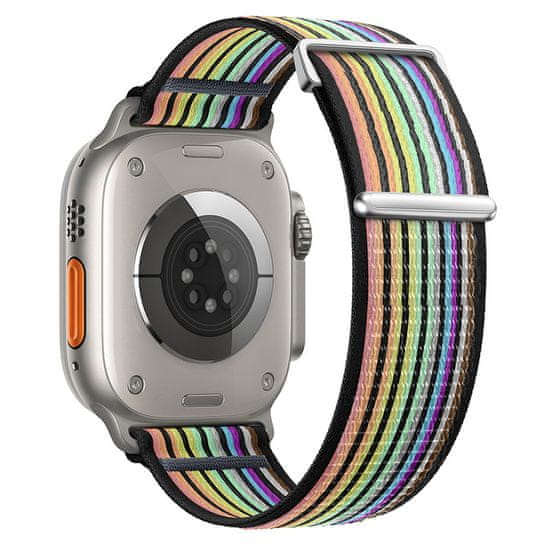 BStrap Velcro Nylon szíj Apple Watch 42/44/45mm, black rainbow